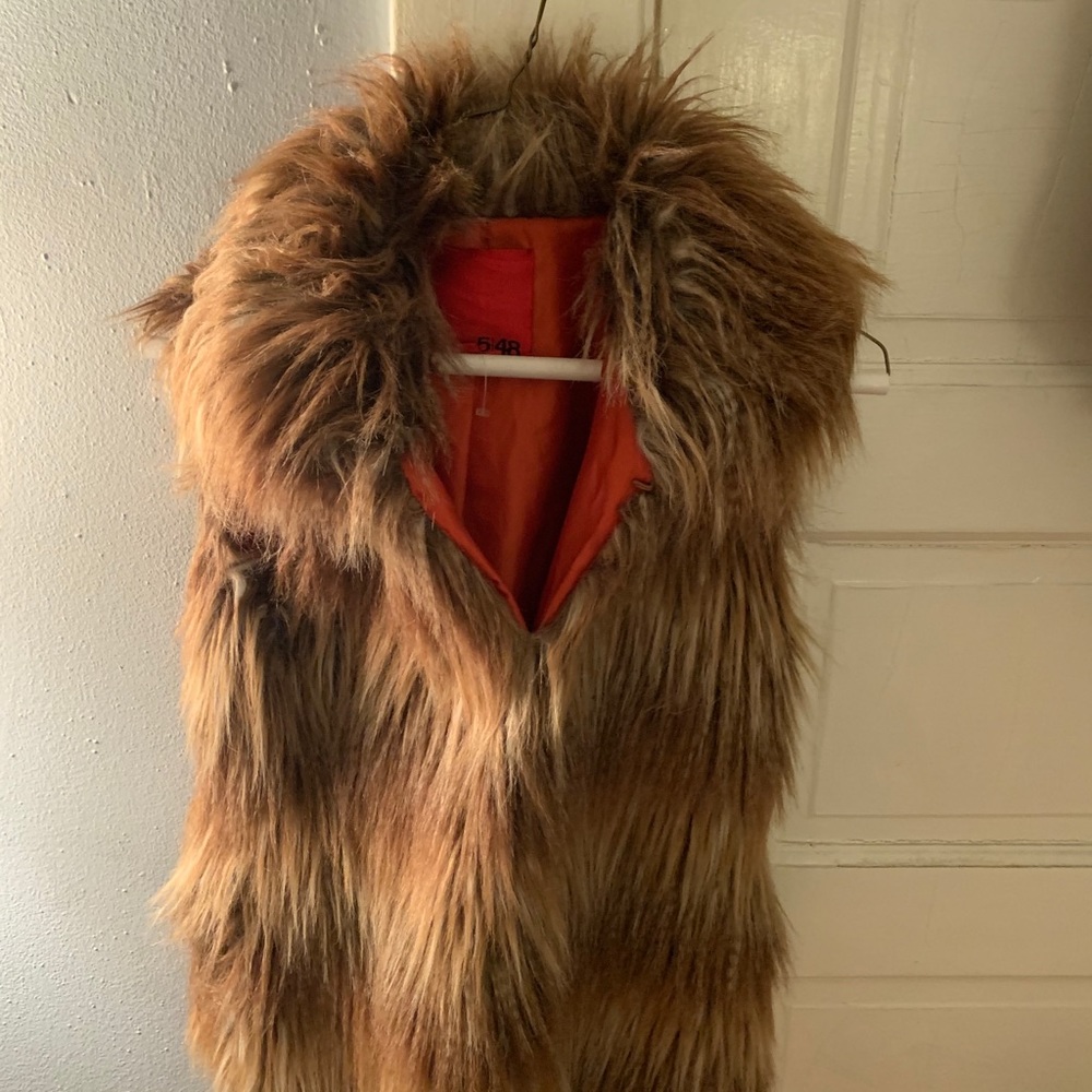 Brown faux fur vest